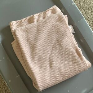 pink seed stitch baby blanket